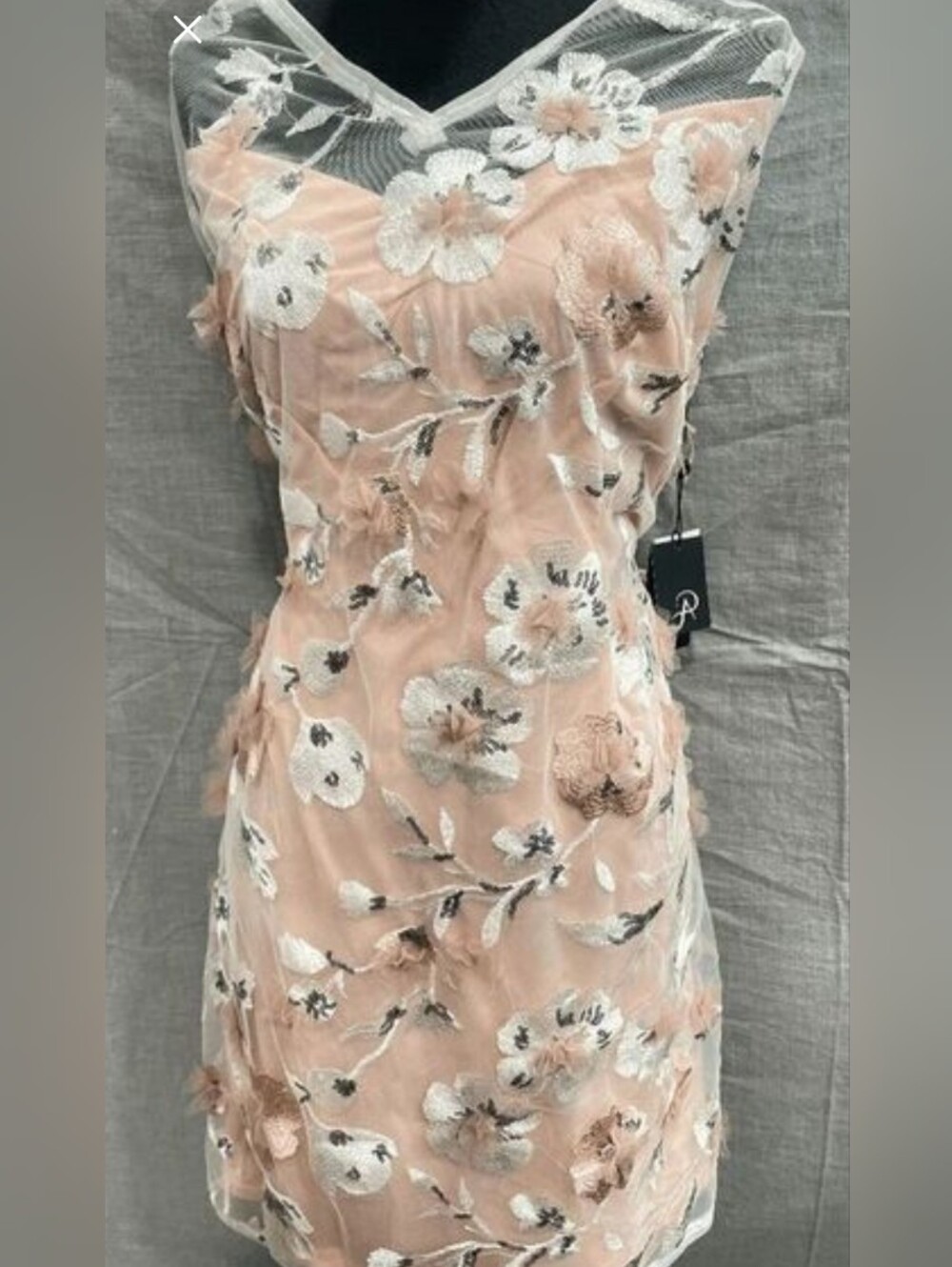 Adrianna Papell Illusion Metallic Tulle Dress Blush Pink Size 20W NWT